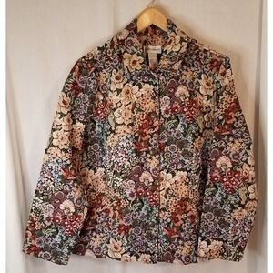 Drapers & Damons W Sz L Multicolored Tapestry Design Buttonup Jacket‎ Pockets